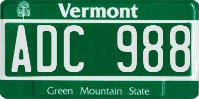 VT license plate ADC988