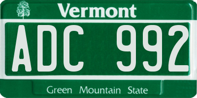 VT license plate ADC992