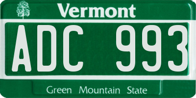 VT license plate ADC993