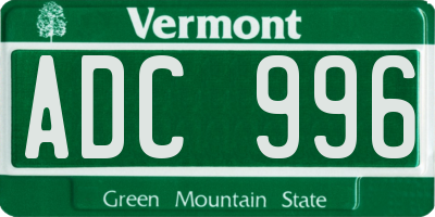 VT license plate ADC996