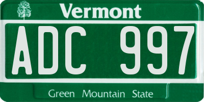 VT license plate ADC997