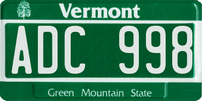 VT license plate ADC998