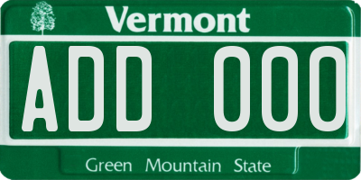 VT license plate ADD000