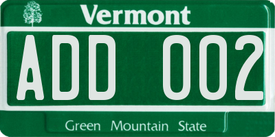 VT license plate ADD002
