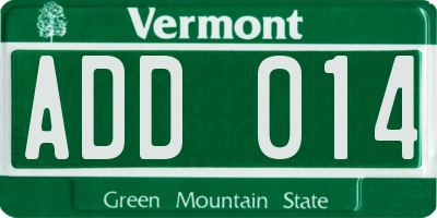 VT license plate ADD014