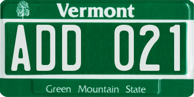 VT license plate ADD021