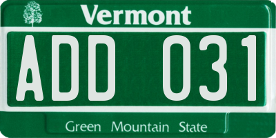 VT license plate ADD031