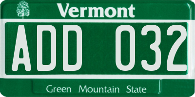 VT license plate ADD032