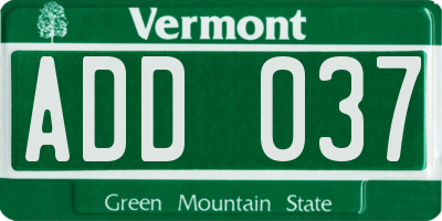 VT license plate ADD037
