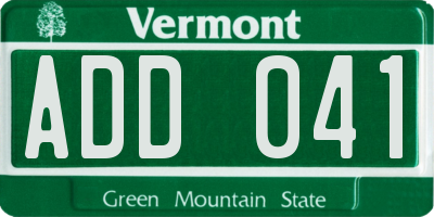 VT license plate ADD041