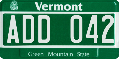 VT license plate ADD042