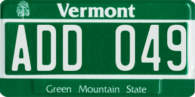 VT license plate ADD049