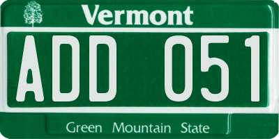 VT license plate ADD051
