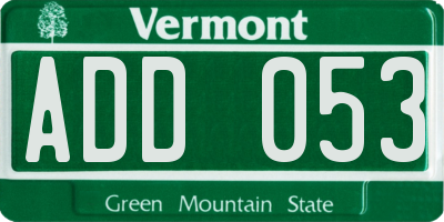 VT license plate ADD053