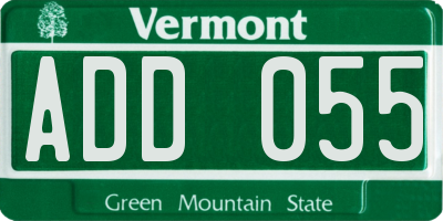 VT license plate ADD055