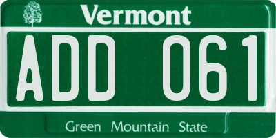 VT license plate ADD061