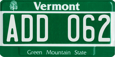 VT license plate ADD062