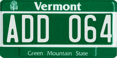 VT license plate ADD064