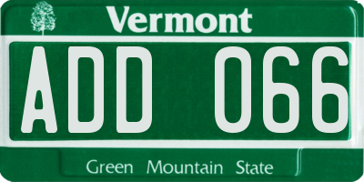 VT license plate ADD066