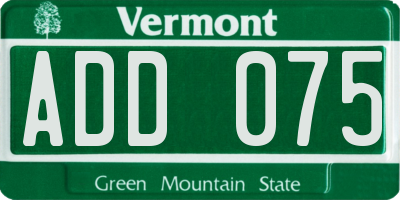 VT license plate ADD075