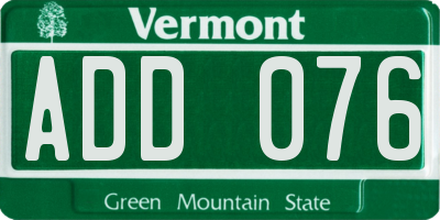 VT license plate ADD076
