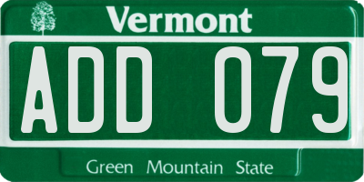 VT license plate ADD079