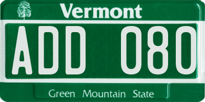 VT license plate ADD080