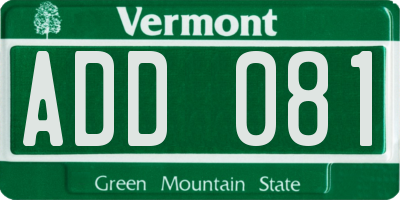 VT license plate ADD081