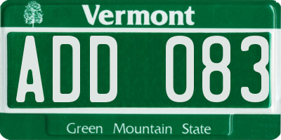 VT license plate ADD083