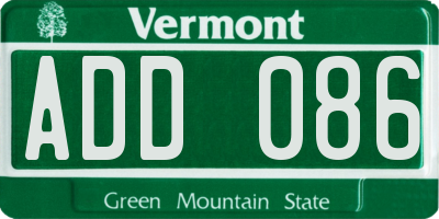 VT license plate ADD086