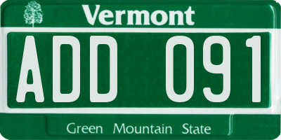 VT license plate ADD091
