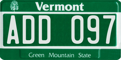 VT license plate ADD097
