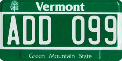 VT license plate ADD099