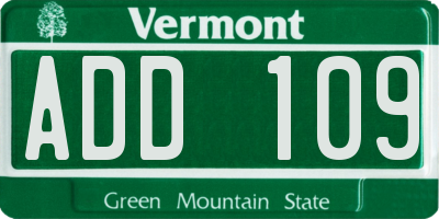 VT license plate ADD109