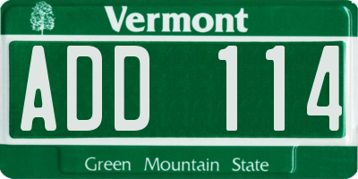 VT license plate ADD114