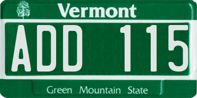 VT license plate ADD115