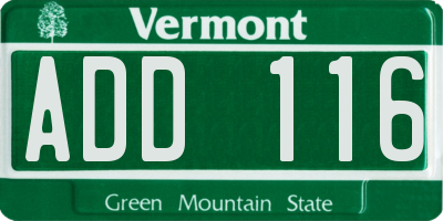 VT license plate ADD116