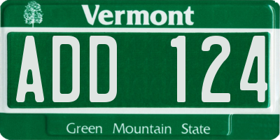 VT license plate ADD124