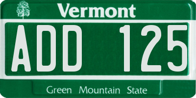 VT license plate ADD125