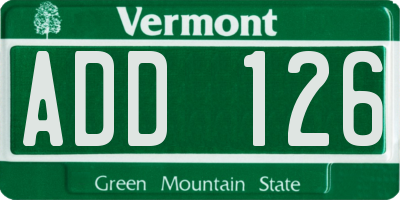 VT license plate ADD126