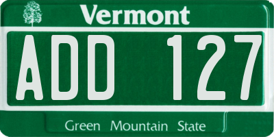VT license plate ADD127