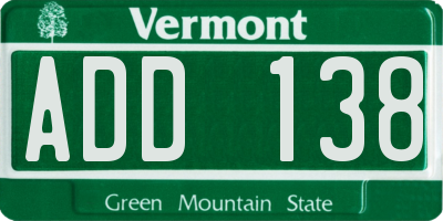 VT license plate ADD138