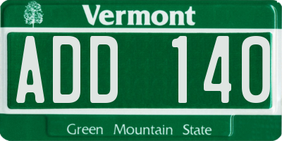 VT license plate ADD140