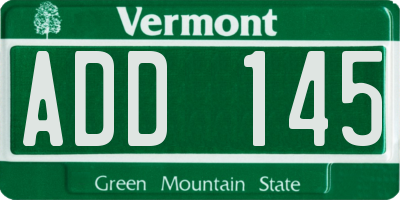 VT license plate ADD145