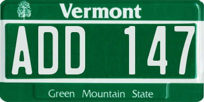 VT license plate ADD147