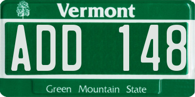 VT license plate ADD148