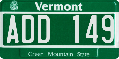 VT license plate ADD149