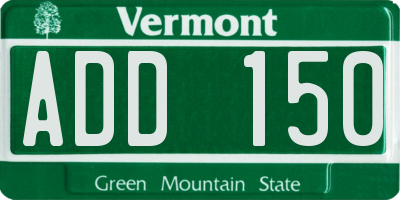 VT license plate ADD150