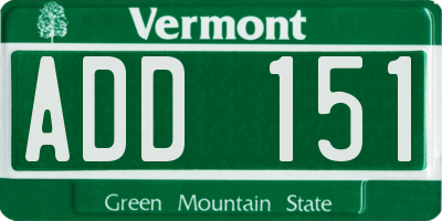 VT license plate ADD151