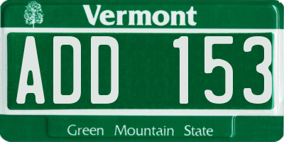 VT license plate ADD153